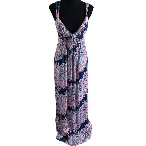 Lilly Pulitzer Maui Miss Shell Maxi Dress 4 Women’s Oyster Bay Blue 005648 - Picture 2 of 6